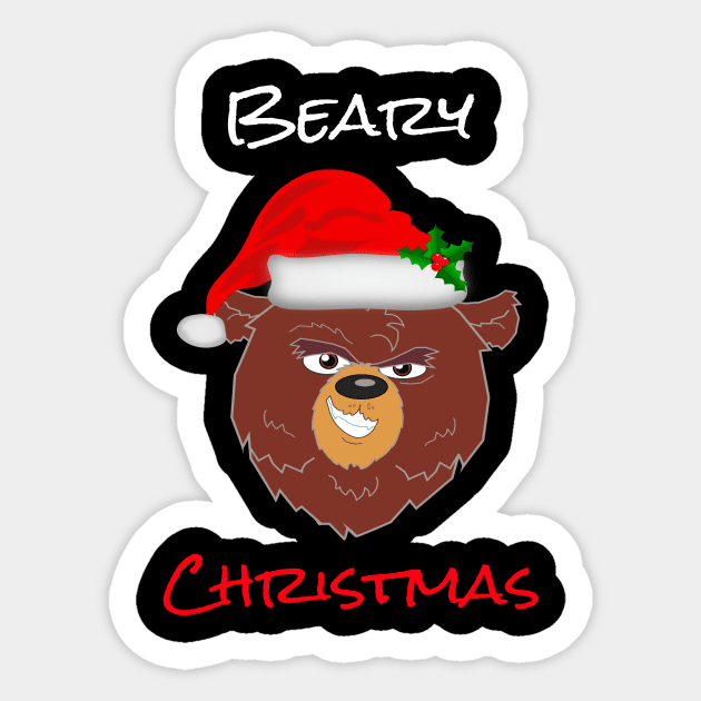 Beary Christmas Cute Christmas Bear Funny Holiday Saying Sticker by egcreations